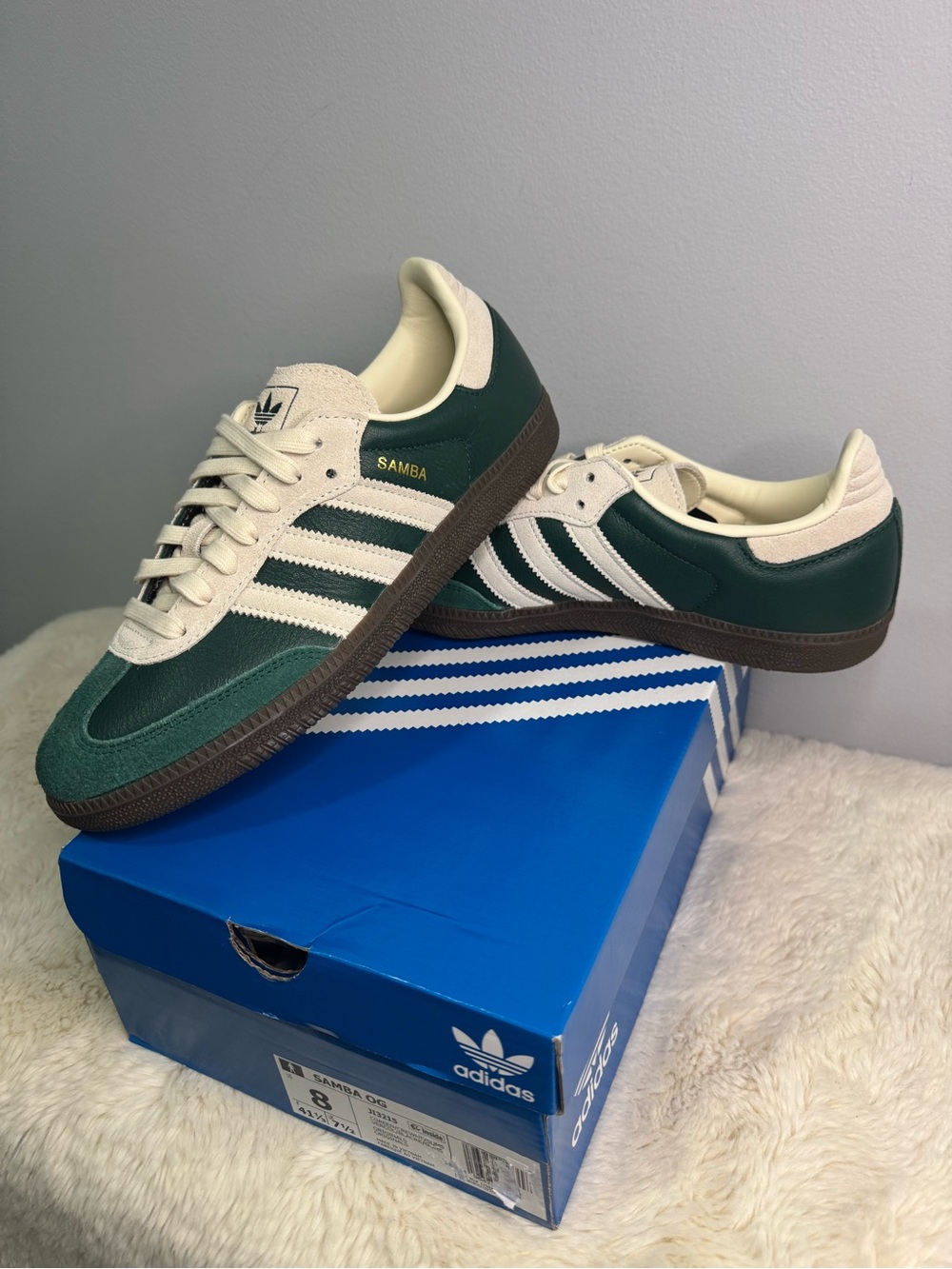 adidas Samba Men’s Sneakers in Green and White with Brown Sole